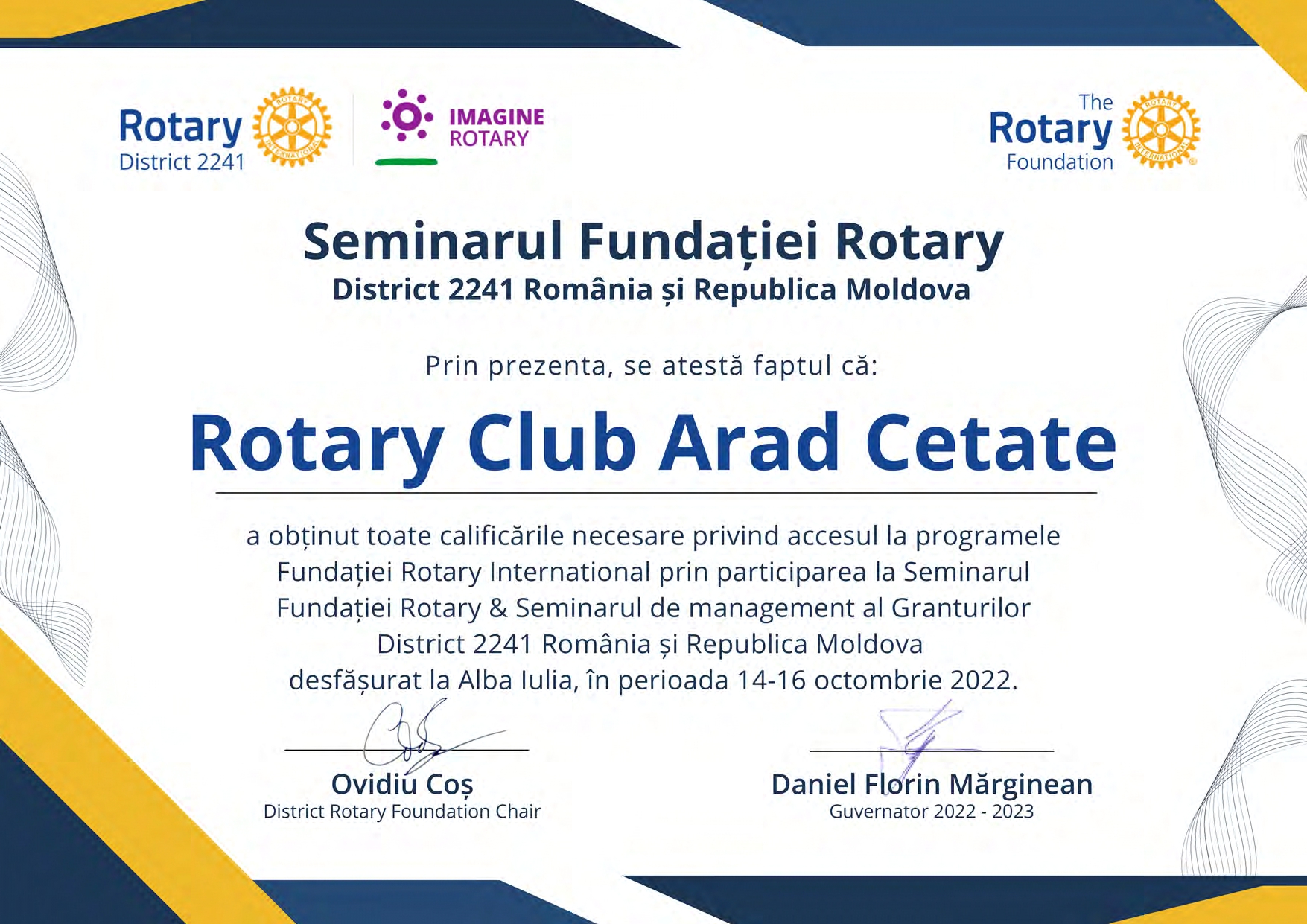 Rotary Club are un nou guvernator în districtul pentru România și
